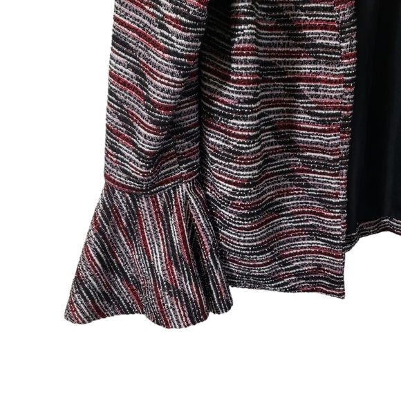 Zink London Retro 100% Woolen Jacket Large Textured Bell Sleeve Open Front Red - Picture 5 of 15